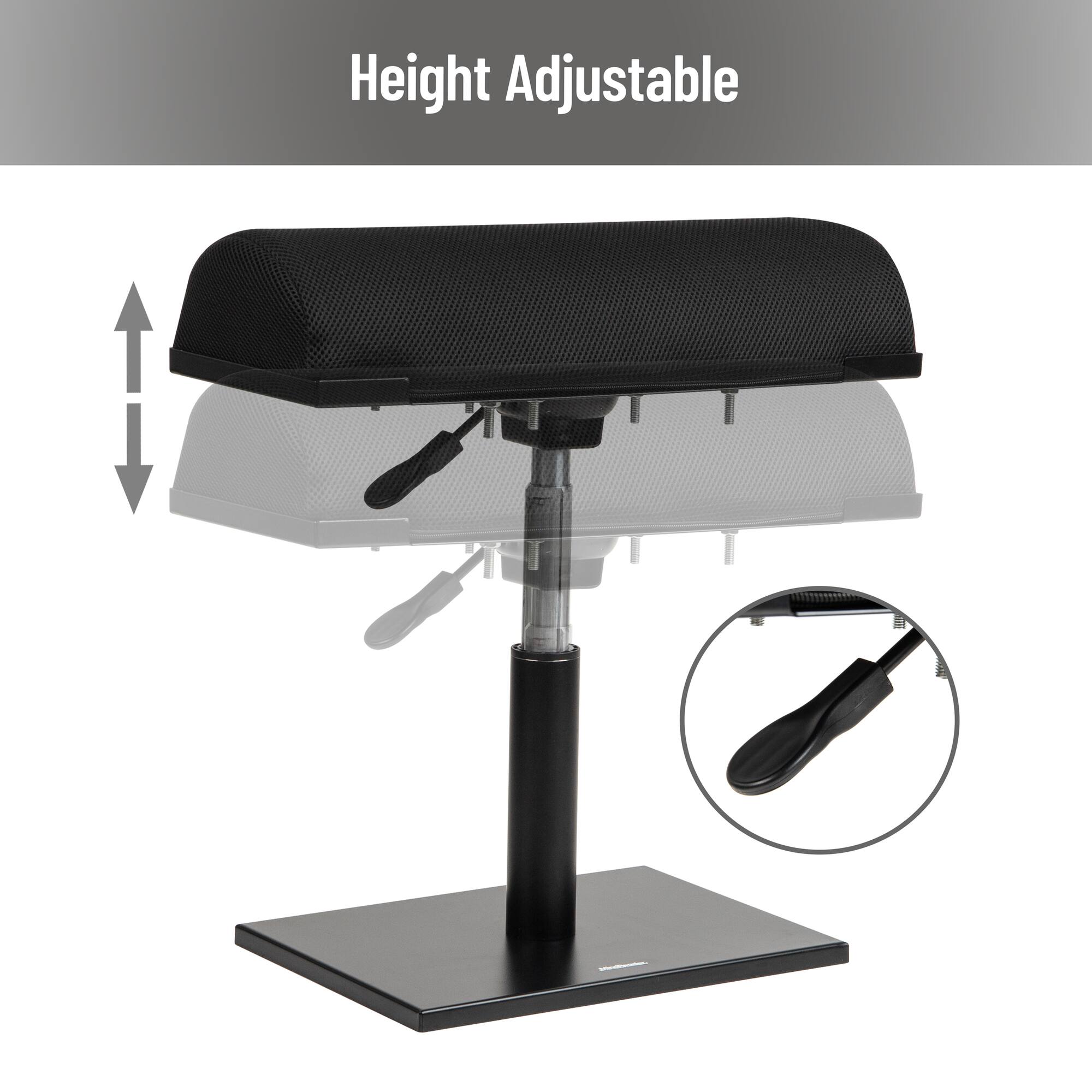 Mind Reader Foot Rest, Under Desk, Ergonomic, Hydraulic Height Adjustable, Ottoman, Office, Foam, Black